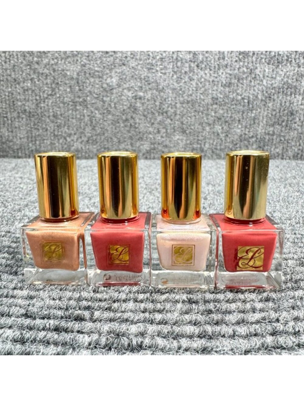 Estée Lauder Pure Color Nail Polish set of 4 Travel Mini Size Satin Gold Rosa